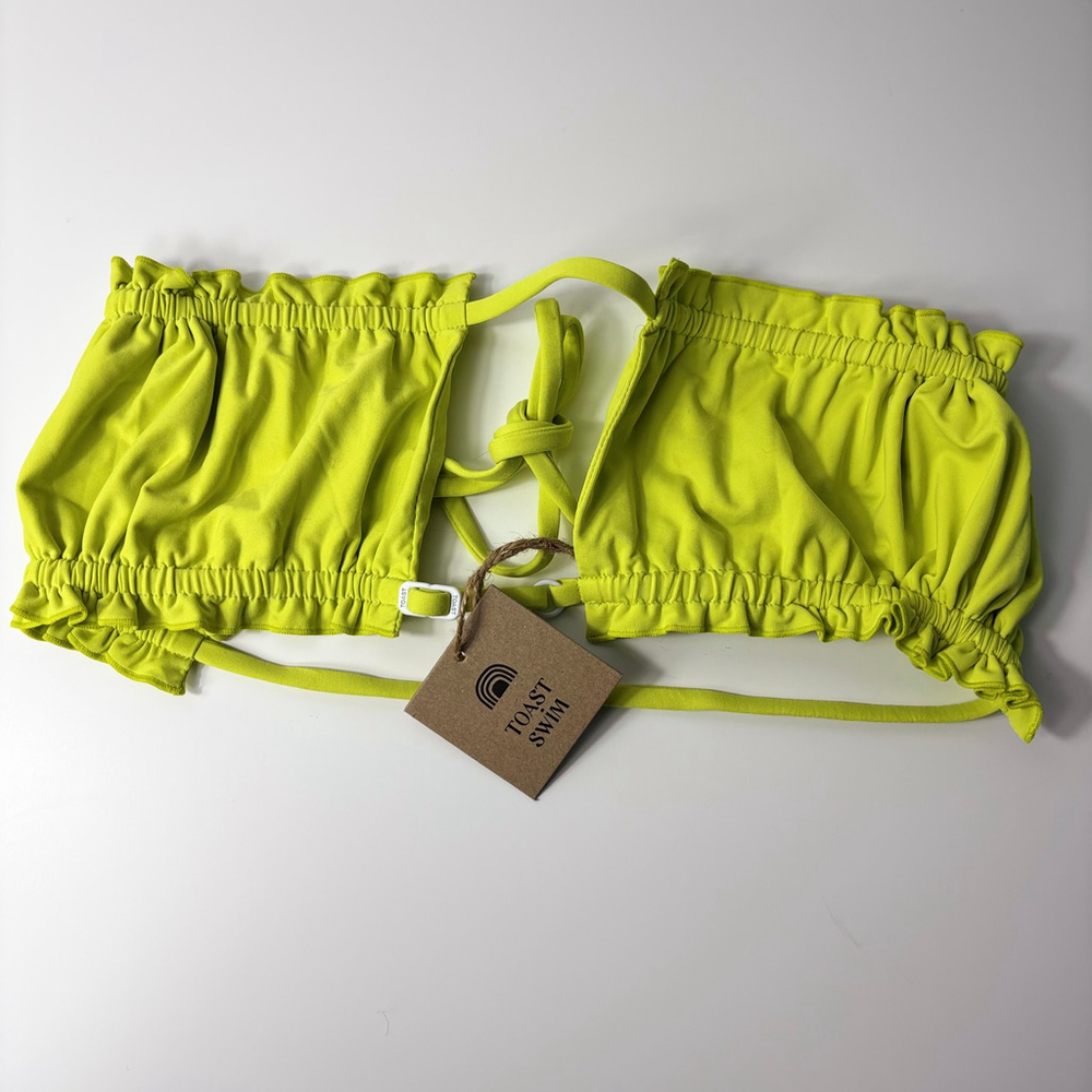 Revolve Toast Swim Top S Yellow Green Bikini Top
